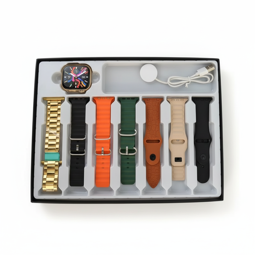 7 in 1 Strap Smart Watch X10ultra 3 Bluetooth Phone Call Smartwatch Waterproof DIY Watch Faces for men women Gold Watch 2025 new