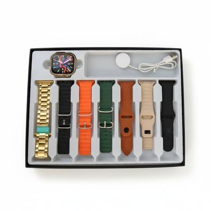 7 in 1 Strap Smart Watch X10ultra 3 Bluetooth Phone Call Smartwatch Waterproof DIY Watch Faces for men women Gold Watch 2025 new